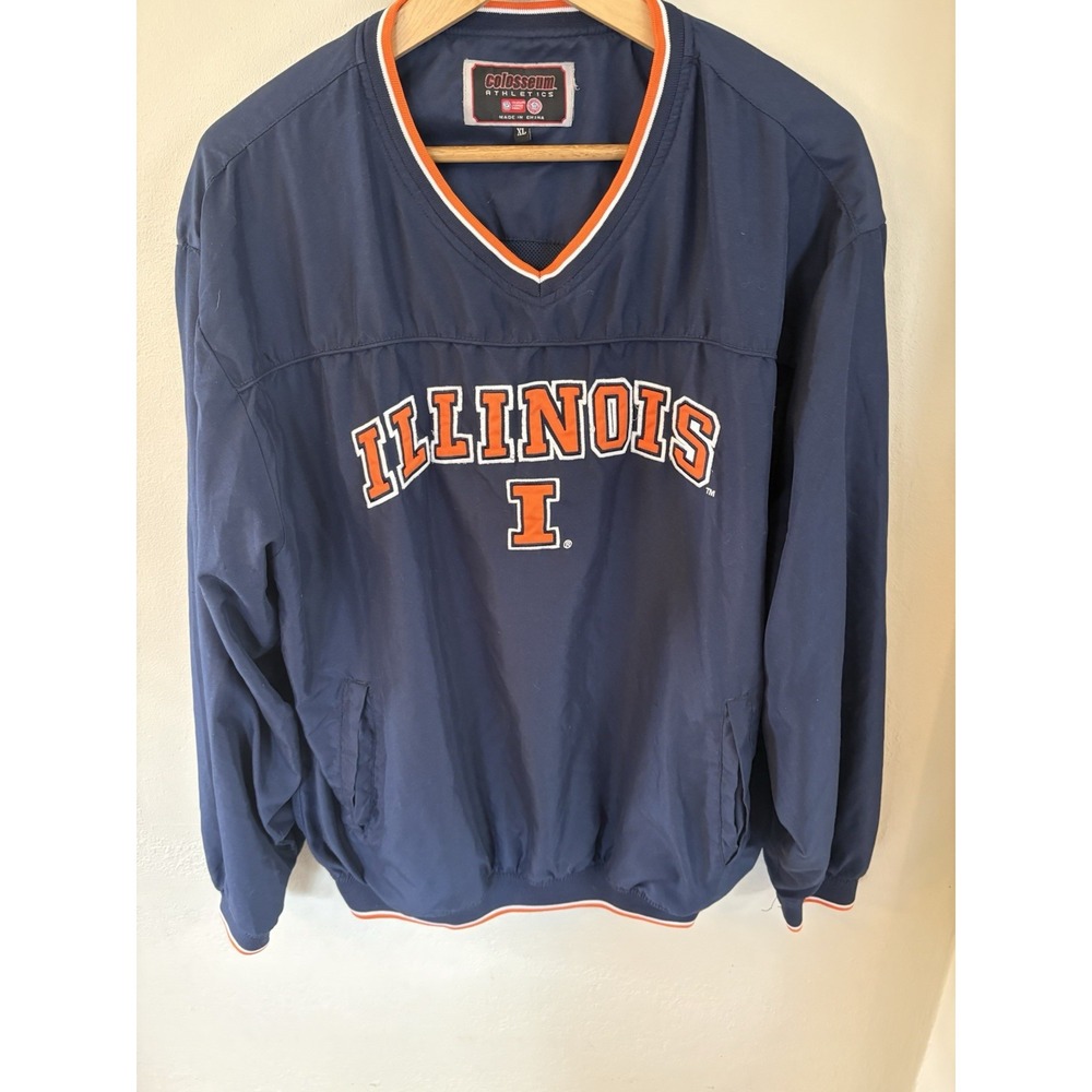 Illinois University Colosseum Athletics Jacket Mens XL Pullover Windbreaker Blue